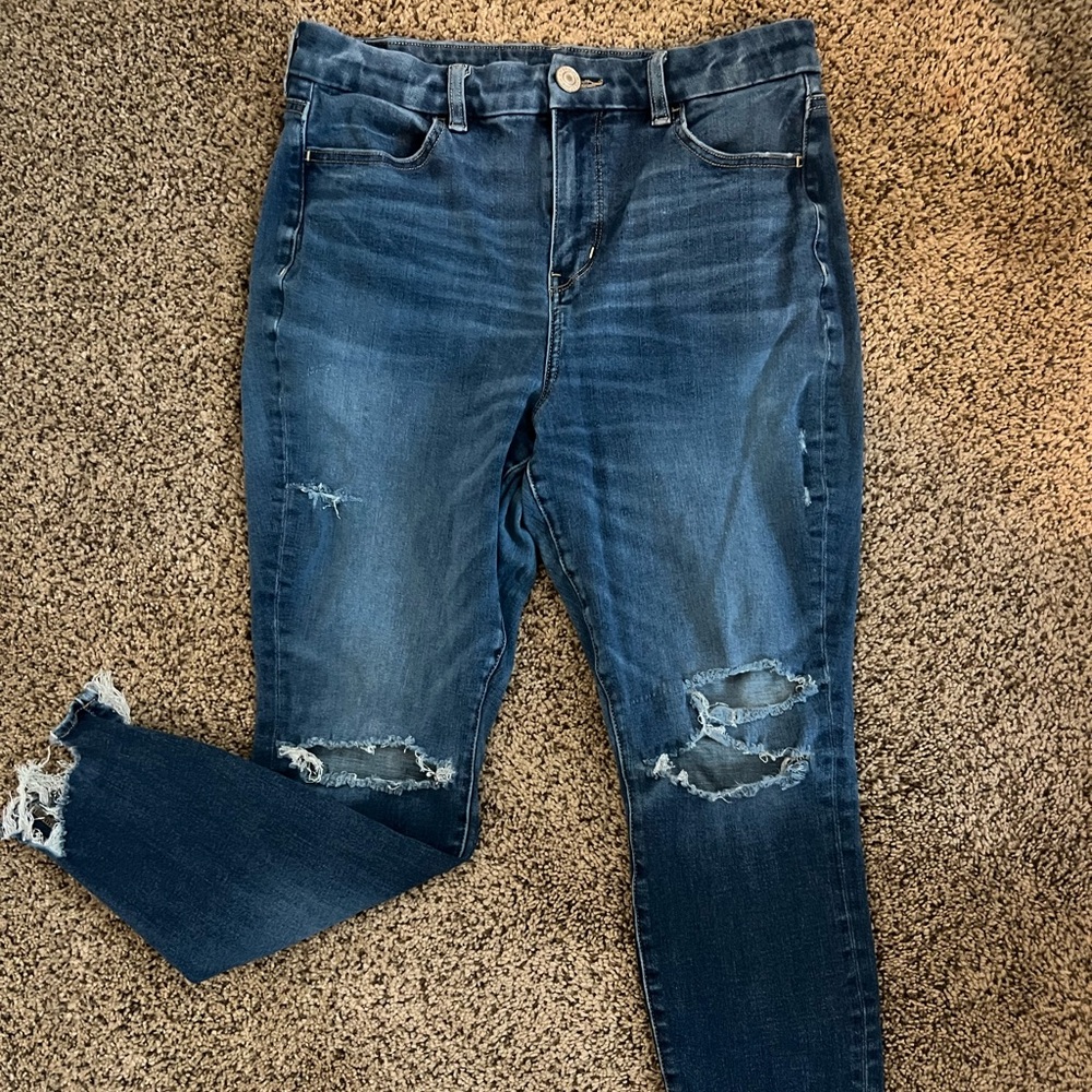 American Eagle Outfitters Blue Distressed Boyfriend Jeans